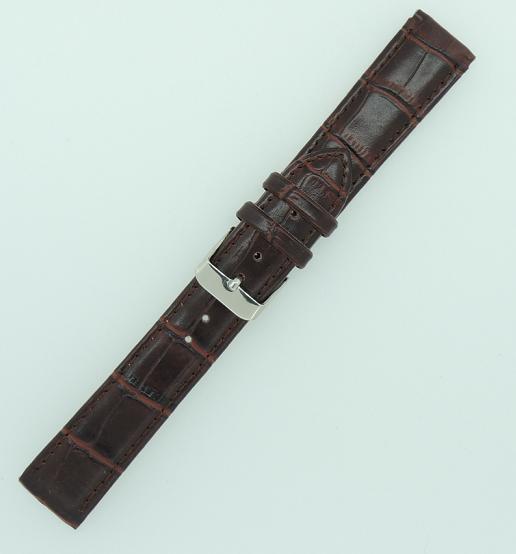 Brown 24mm PU Croco Band like Leather Strap, SS Buckle