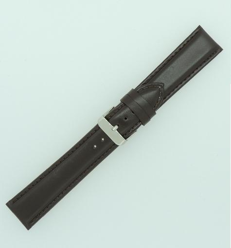 Brown 18mm Plain Calf Leather Strap (Nagata), SS Buckle